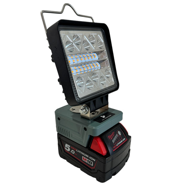 Milwaukee Compatible 18v White & Orange LED Light with USB Charger