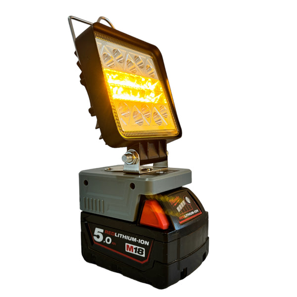 Milwaukee Compatible 18v White & Orange LED Light with USB Charger