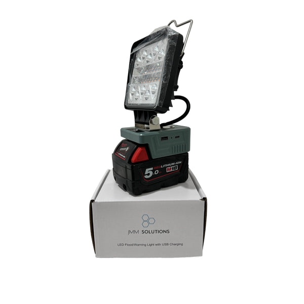 Milwaukee Compatible 18v White & Orange LED Light with USB Charger