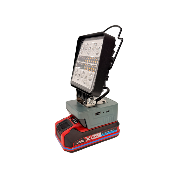 Ozito/Einhell Compatible 18v White & Orange LED Light with USB Charger
