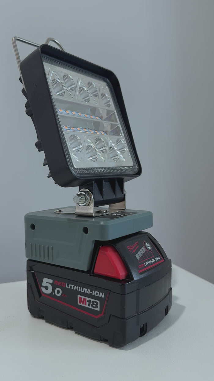 Milwaukee Compatible 18v White & Orange LED Light with USB Charger – JMM Solutions